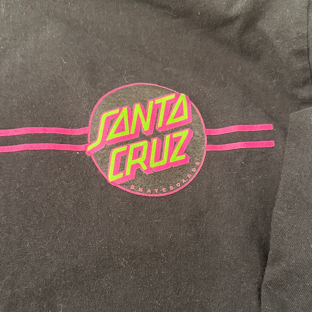 Santa Cruz Black Tee with White Logo